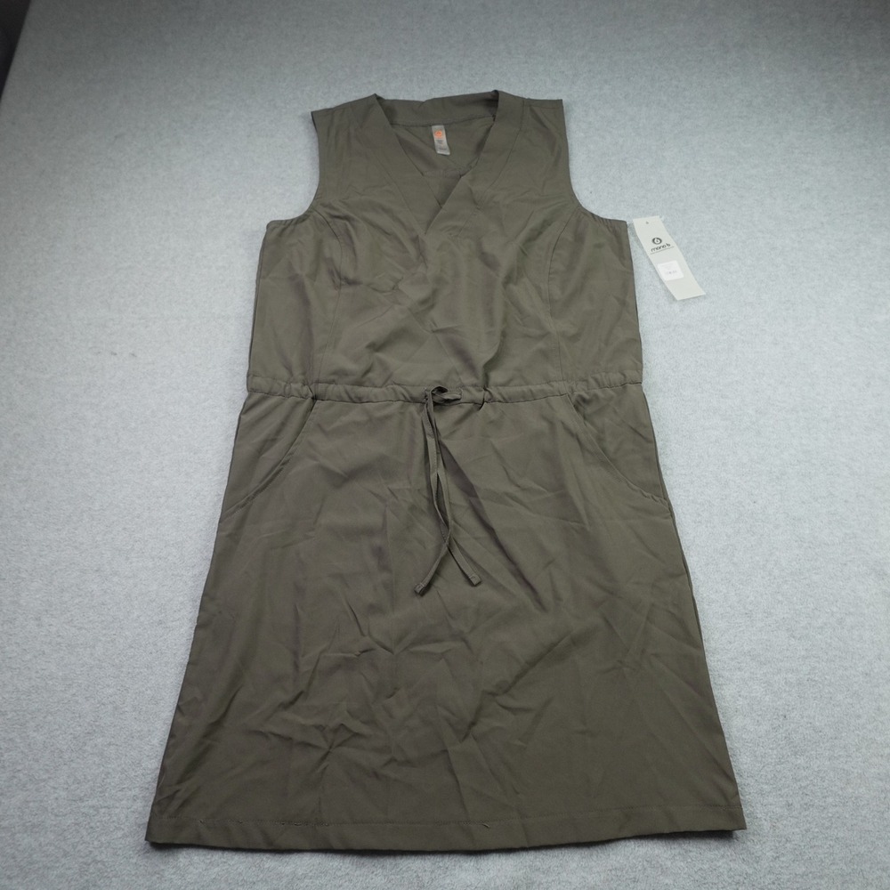 Mono B Active Dress Women Size S Olive Green Sporty V-Neck Sleeveless